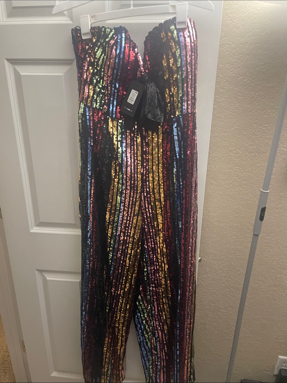Fashion Nova Multicolor Sequin Strapless Jumpsuit